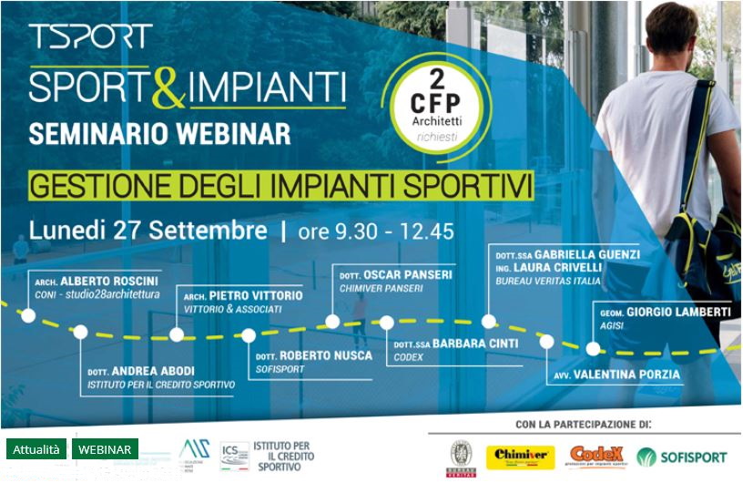 Seminario webinar: Gestione degli impianti sportivi – Settembre 2021