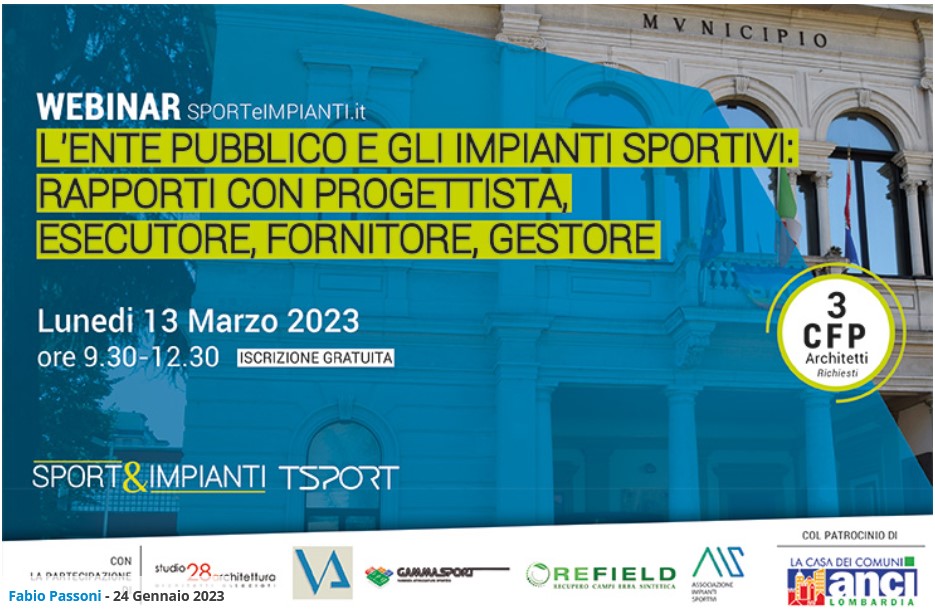 Seminario webinar: L’Ente pubblico e gli impianti sportivi – Marzo 2023